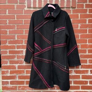 Y2K CoVelo Black 100% Wool Zipper Statement Coat Women’s Large